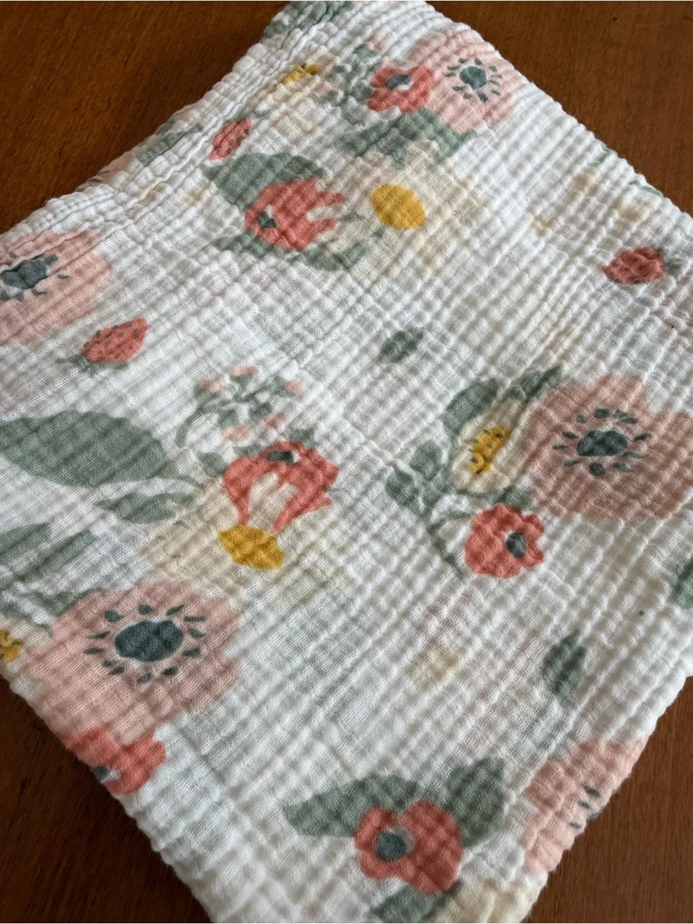 Set of 2 Cloud Island Floral Cotton Muslin Swaddle Blankets pink green yellow